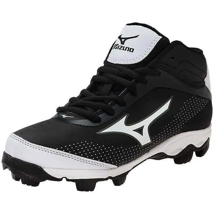 Mizuno 9 Spike Franchise 7 Mid Youth Molded Cleats - Black White