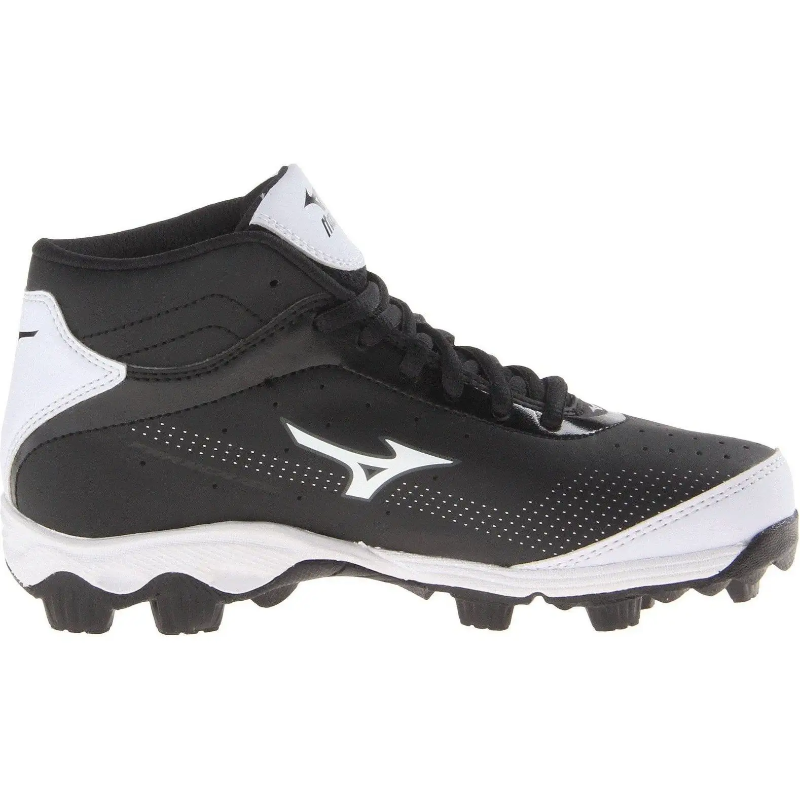 Mizuno 9 Spike Franchise 7 Mid Youth Molded Cleats - Black White - Image 2