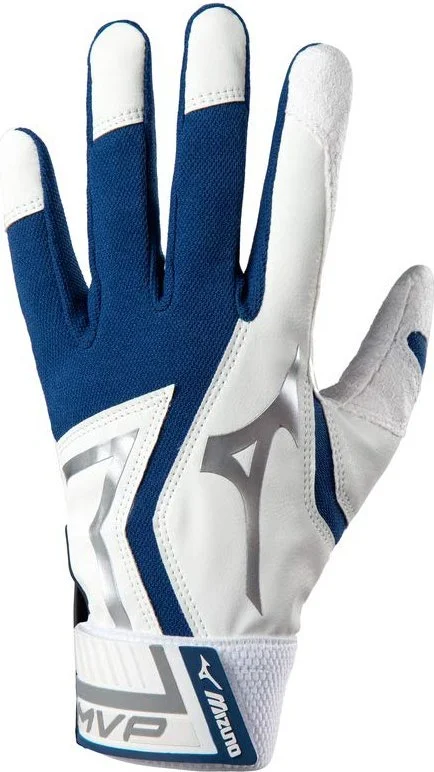Mizuno Adult MVP Batting Gloves - Navy White