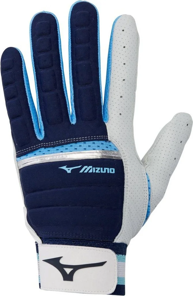 Mizuno B-130 Adult Baseball Batting Glove - Navy Light Blue / Columbia