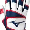 Mizuno B-303 Adult Baseball Batting Glove - Navy Red
