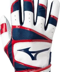 Mizuno B-303 Adult Baseball Batting Glove - Navy Red