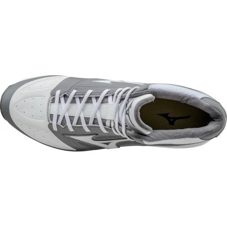 Mizuno Dominant IC Mid Metal Cleats - Gray White - Image 4