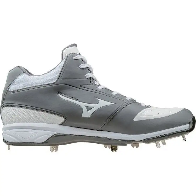 Mizuno Dominant IC Mid Metal Cleats - Gray White - Image 2