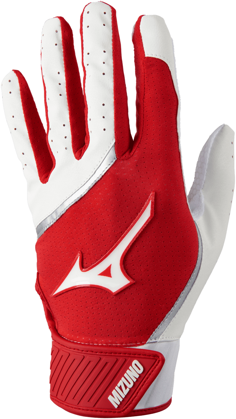Mizuno MVP Adult Baseball Batting Glove - White Red