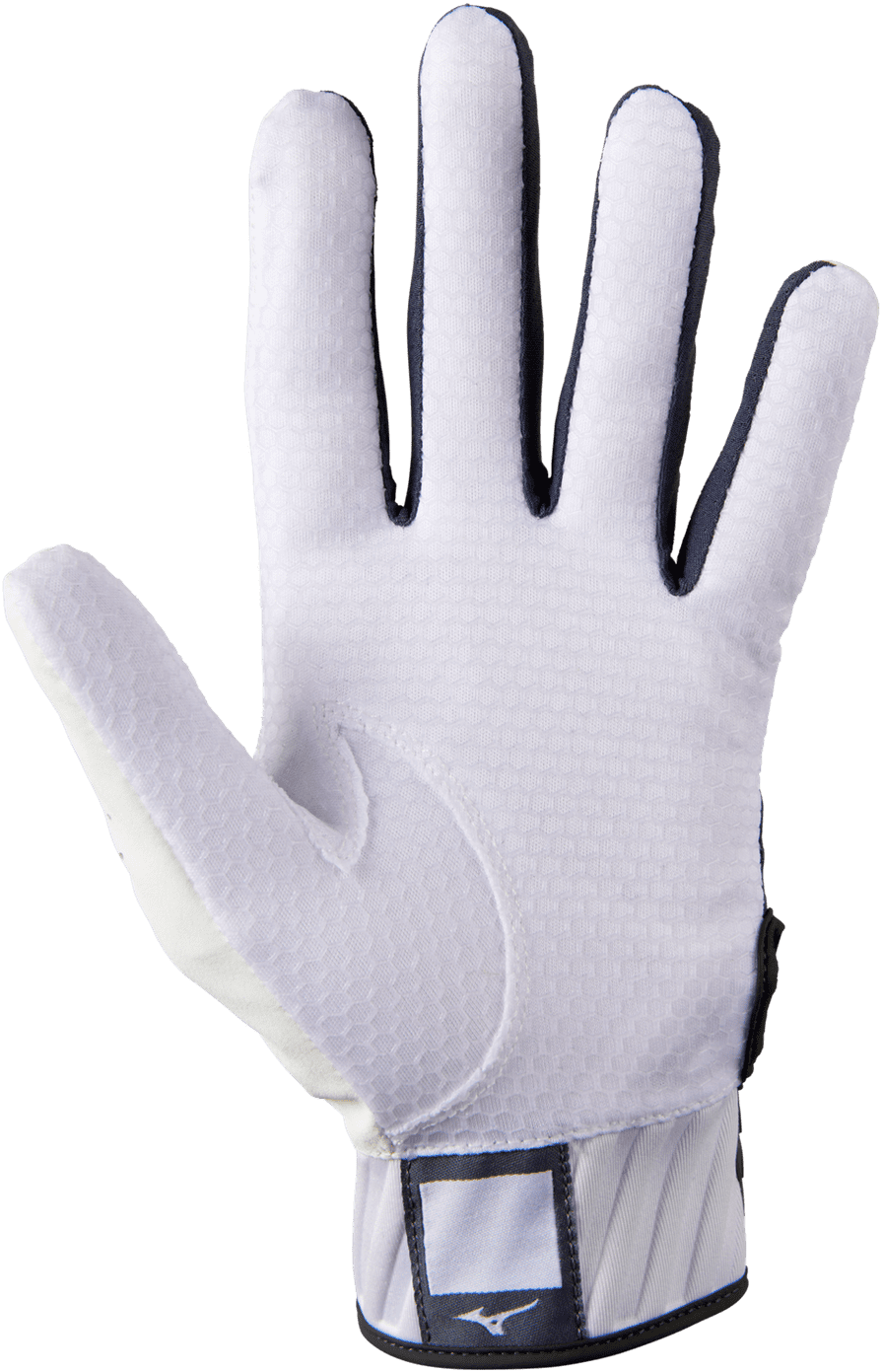 Mizuno MVP Youth Baseball Batting Glove - White Gray - Image 2