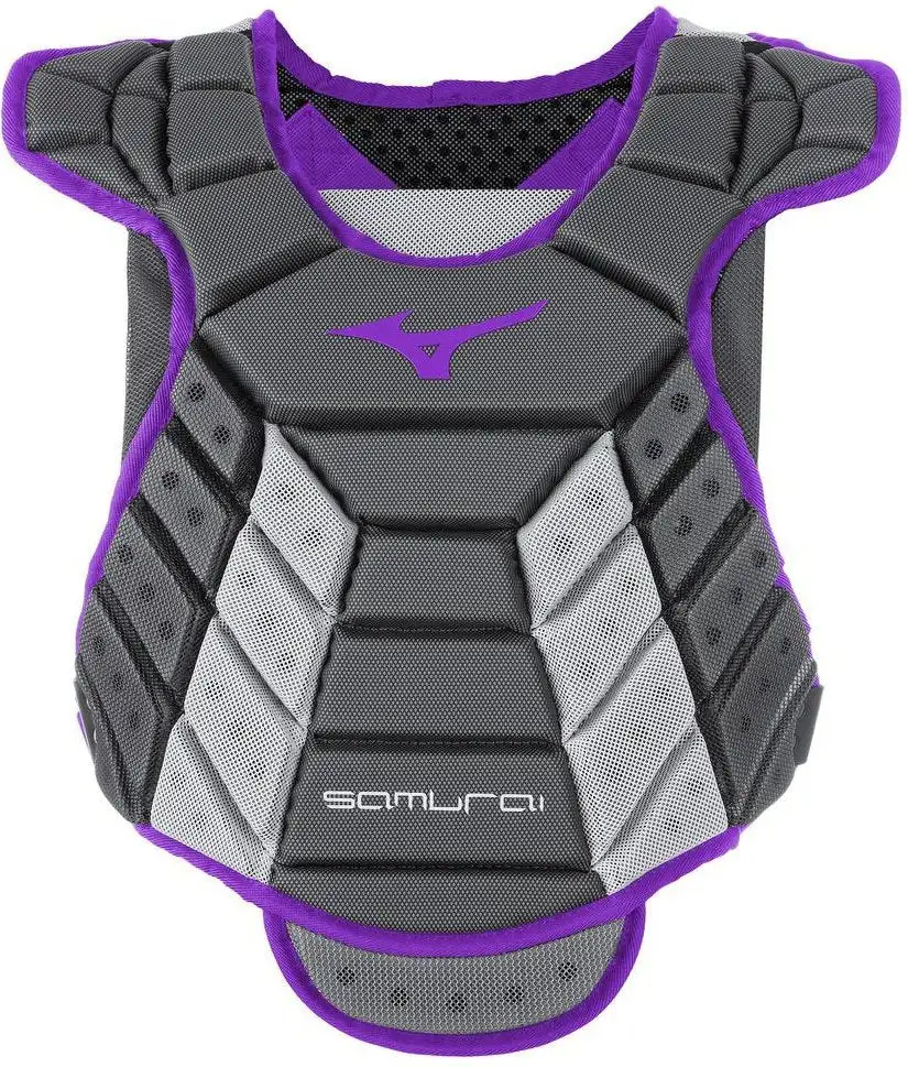 Mizuno Samurai Women's Fastpitch Softball Chest Protector 13" - Gray Purple