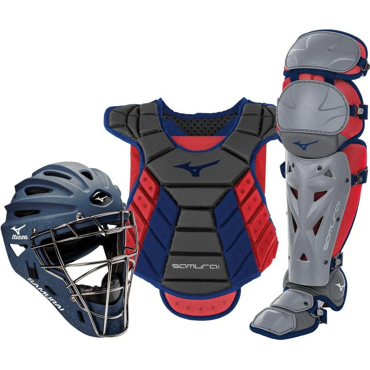 Mizuno Samurai Womens Boxed Catcher's Gear Set (14-15") - Navy Red
