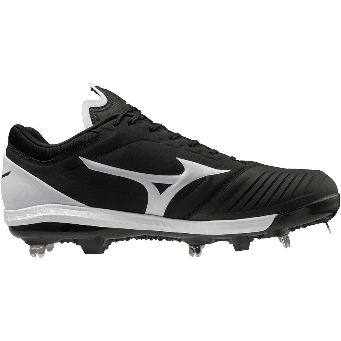 Mizuno Sweep 5 Low Women's Metal Softball Cleat - Black White - Image 3