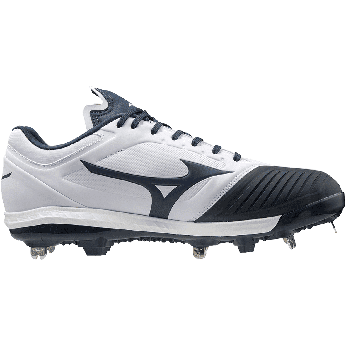 Mizuno Sweep 5 Low Women's Metal Softball Cleat - White Navy - Image 3