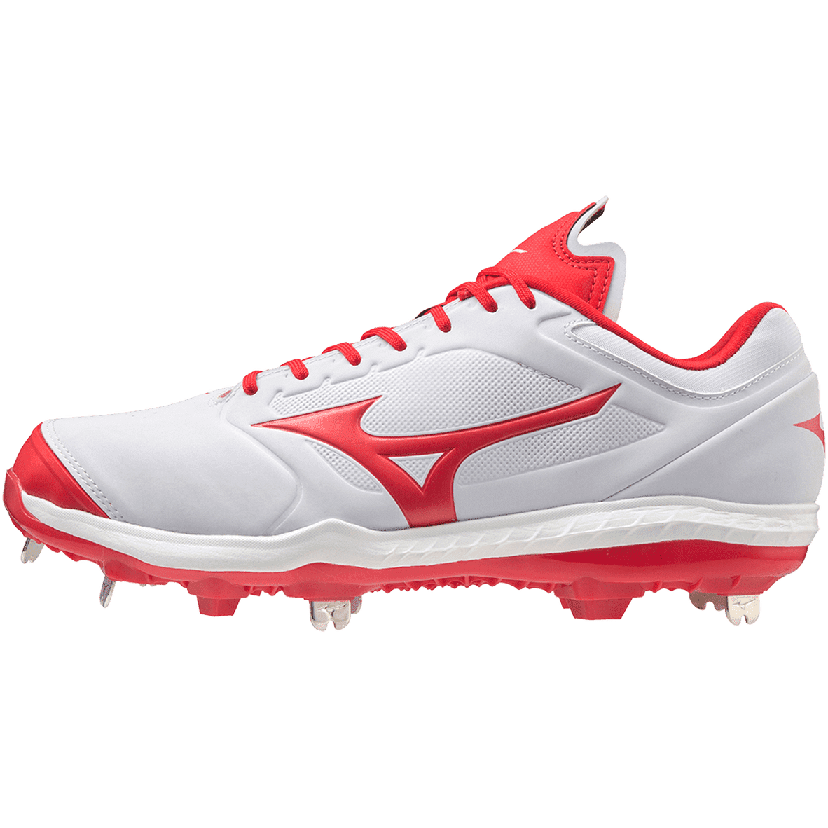Mizuno Sweep 5 Low Women's Metal Softball Cleat - White Red